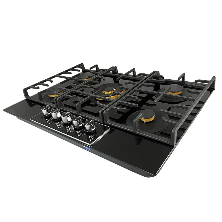 Heavy Duty Cast Iron Grid High Quality Royal 5 burner Glass Gas Cooker