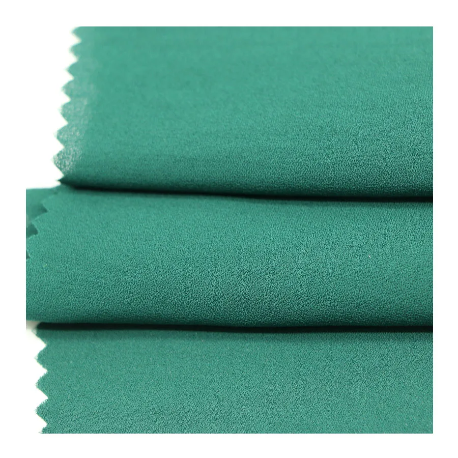 Зеленая шифоновая ткань из переработанного полиэстера, Корейская креповая ткань из переработанного полиэстера для рубашек