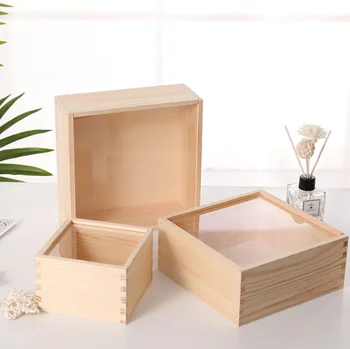 Wooden Acrylic Cover Plate Gift Box, Souvenir Wooden Box Storage Box, Cosmetics and Sundries Classification Desktop Storage Box