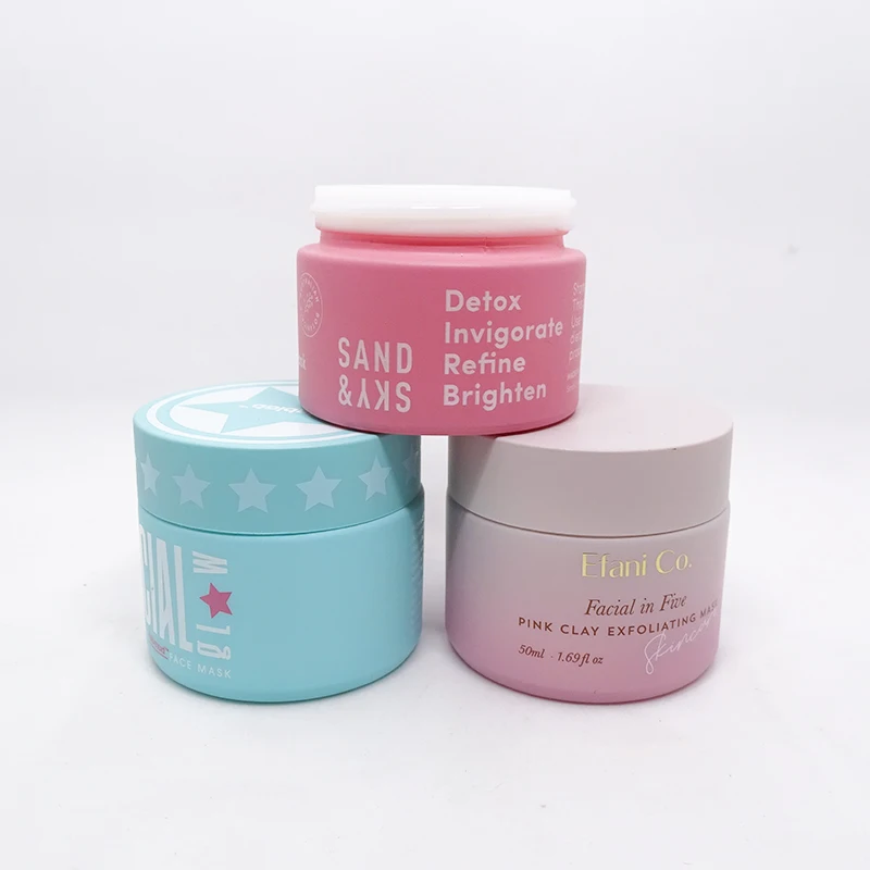 Custom painting matte pink ceramic glass jar 15ml 20ml 30ml 50ml 100ml opal white porcelain glass cosmetic cream jar with lid