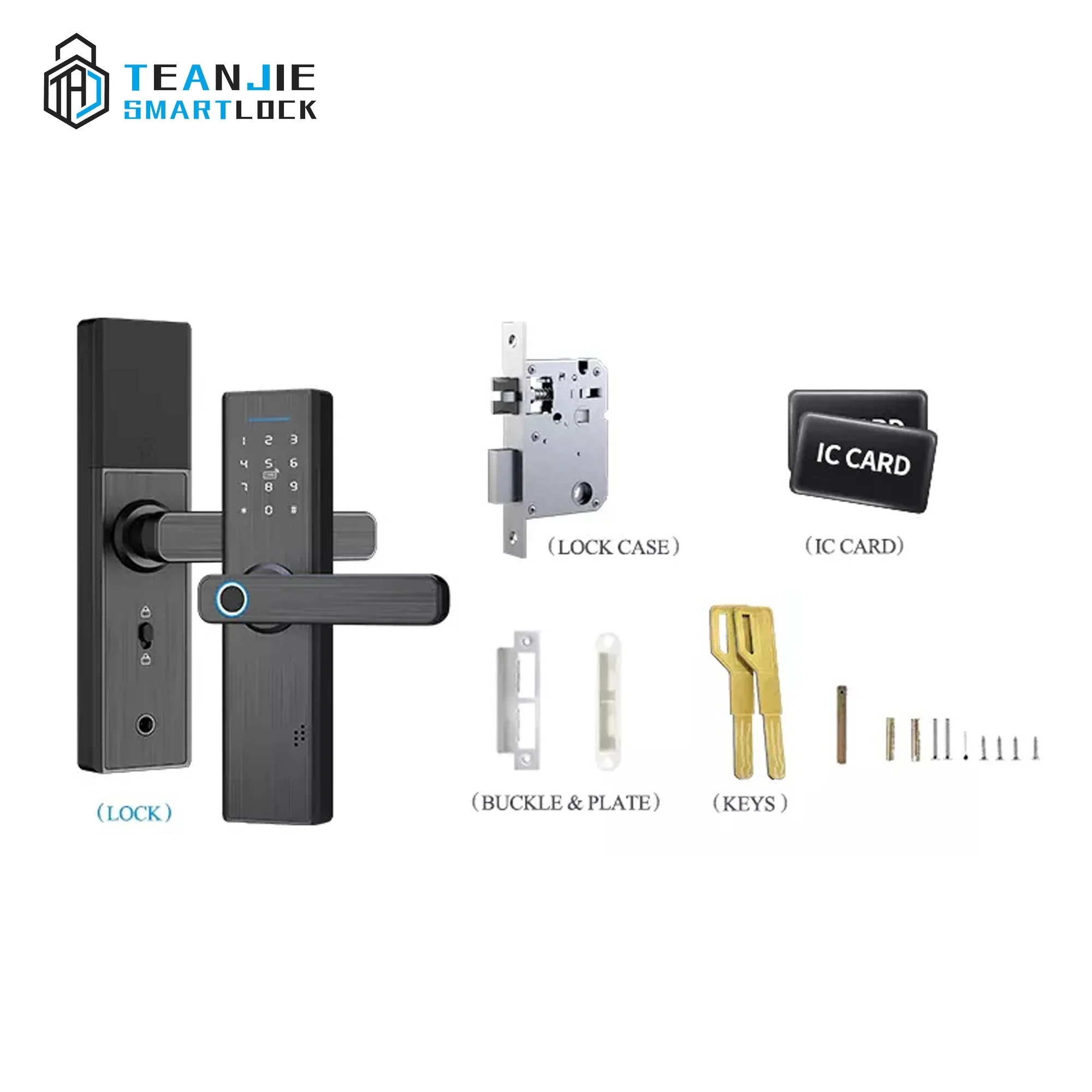 Aluminum Alloy Fingerprint & Keyless Password Smart Lock Waterproof Outdoor Digital Door Lock with Wifi Doorbell for Wood Door