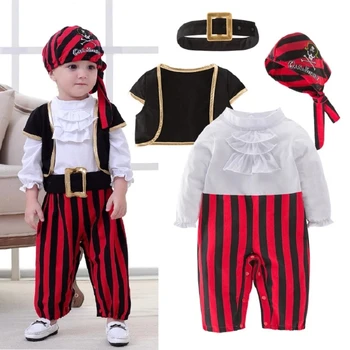 2021 Pirate Captain Cosplay Costume Baby Romper Boys Bodysuits Christmas Fancy Clothes Halloween Costumes Kids Children Jumpsuit