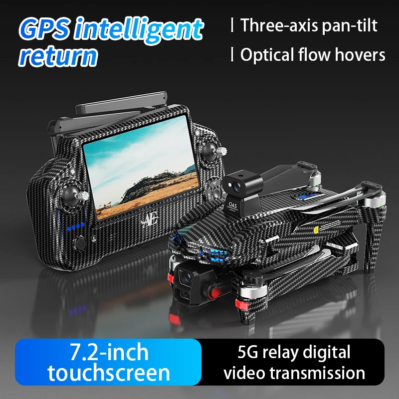 AE60 Ultra Professional Drone 8K UHD Dual Camera Axis Gimbal OAS GPS FPV  Quadcopter with Inch Remote Screen