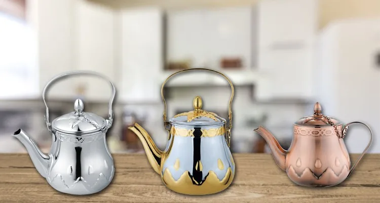 High Quality Stainless Steel Turkish Tea Pot Set with Filter for Home Use Serving Tea and Coffee by Hand for Hotels