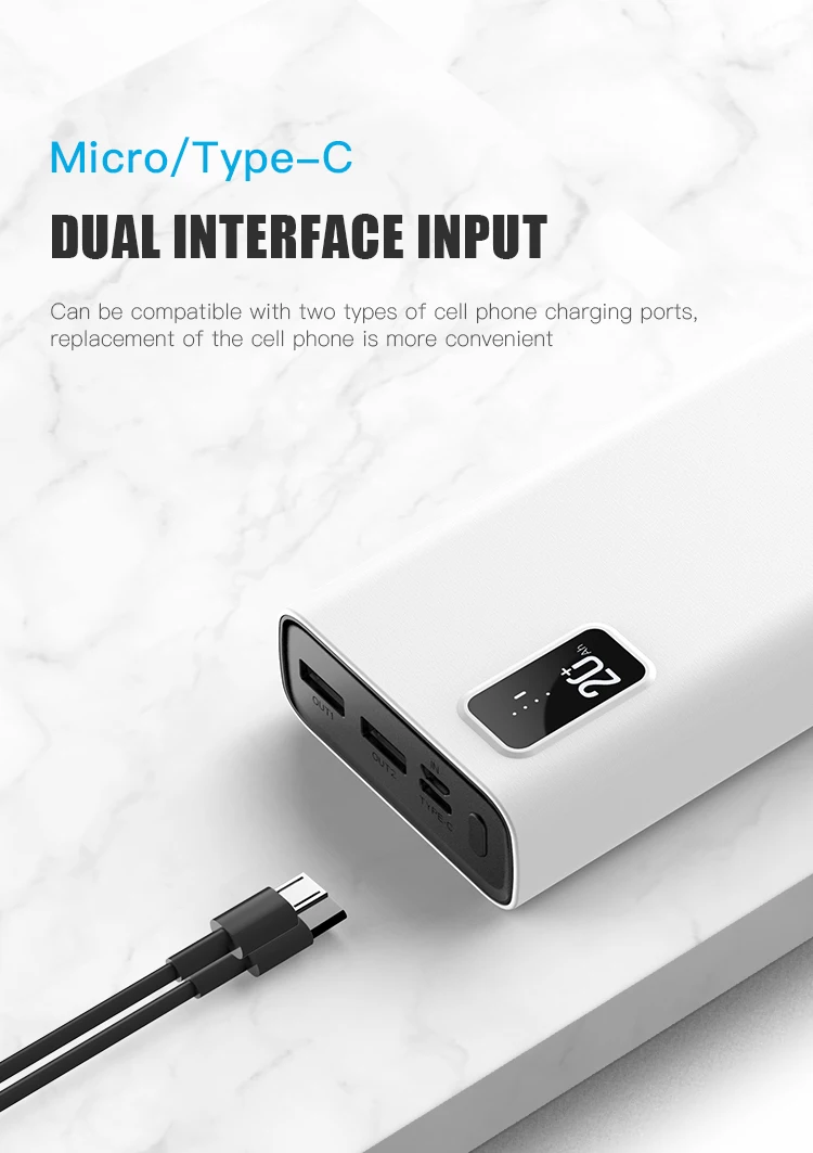 Wst Power Banks 20000mah 2 Usb Outputs Power Bank Charger Portable