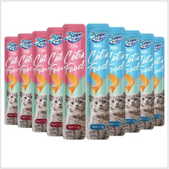 Top Quality Promotional Custom 12G wet cat food pouch Delicious Cat Strip Snacks Food Treats