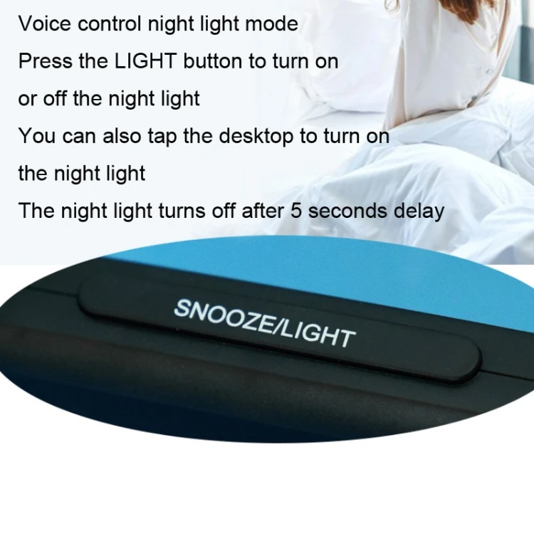 BSCI Audited Voice Control USB Charging Display Thermometer Calendar Night Light LCD Table Clock Gift Digital Alarm Clock