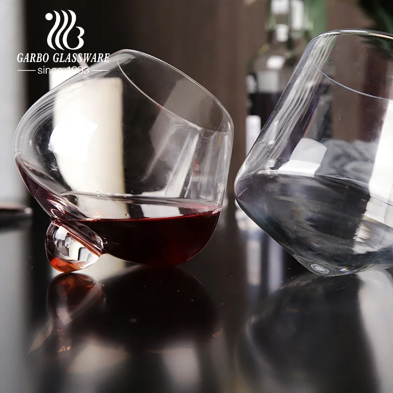 Special Rolling Wine Glass Cup Stemless Tilted Wine Tasted Glasses Handmade  Rotatable Popular Rolling Tasted Whiskey Wine Glass