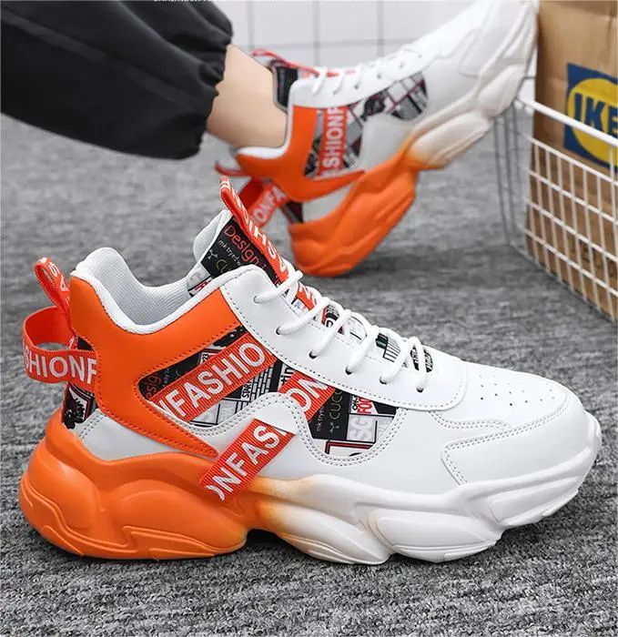Men's shoes 2024 fall new breathable high-top trend inside booster sneakers