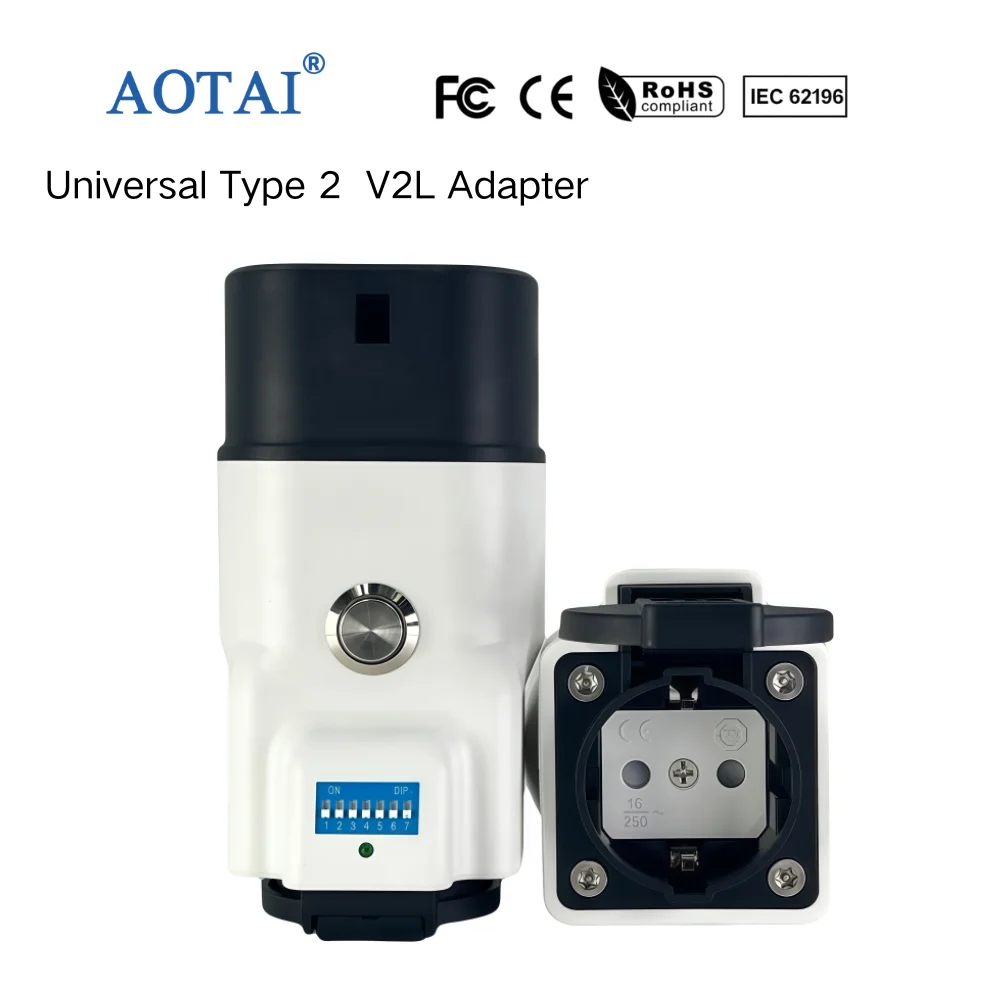 AOTAI Type 2 to Schuko V2L EV Adapter with Plug & Dummy Socket for BYD Xpeng Deepal Chery Zeekr MG KIA GAC