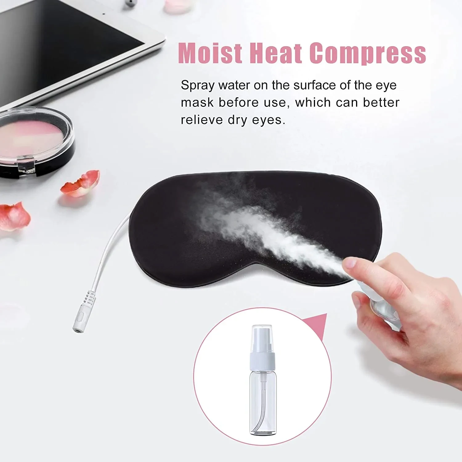 Premium Soft Silk Eye Compress Adjustable Temperature Time Control Usb