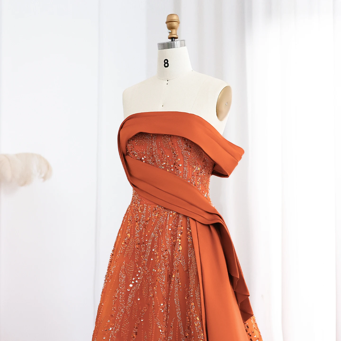 Sharon Said SS571 Elegant Rust Orange Off-Shoulder Evening Dress 2025  Luxury Arabic Beaded Women Wedding Party Gowns| Alibaba.com