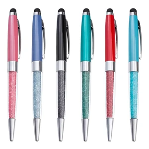 High Quality Rhinestone Ballpoint Pen Color Metal Crystal Stylus Printing Custom logo for Promotional Gift and Business Office
