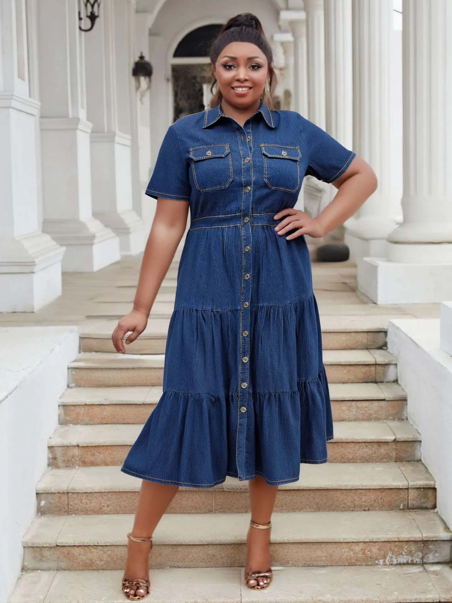 Shop 2023 African Plus Size Denim Dress - Casual & Stylish Shop 2023 African Plus Size Denim Dress - Casual & Stylish