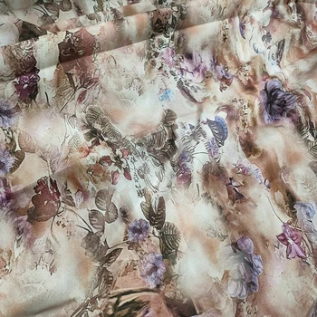 Printed silk rayon blend crepe de chine/CDC/crepe fabric