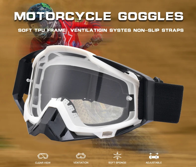 Custom New Design Motocross Bike Goggles Eyewear Tear Off Dust Proof Mx