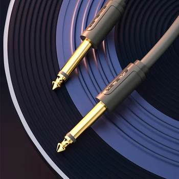 Custom 6.35mm (1/4") Mono Male to Male TS Audio Cable, OFC Copper, Gold-Plated, for Electric Guitar & Mixer.