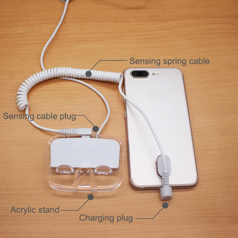 Smart Anti Theft Cell Phone Charging Brackets Exhibition Display Security Device with Alarm for Demo Phones