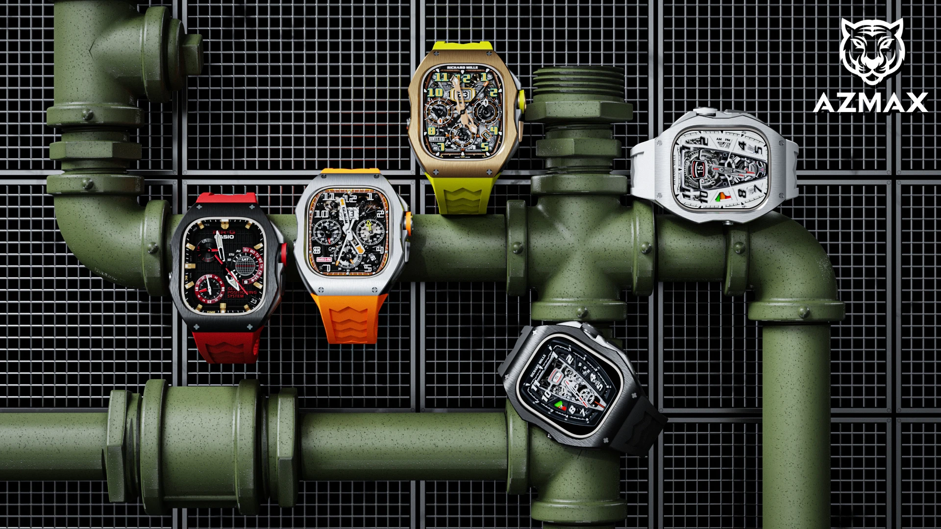 New Original Designer Fluorous Rubber Band Strap And Luxury 49mm Steel