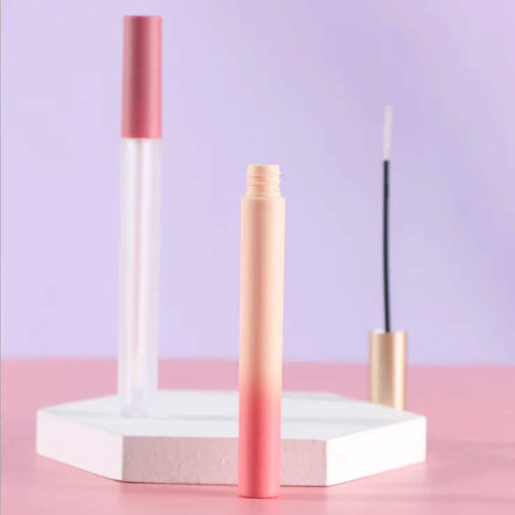 Mascara Tubes Long Slim 3ml Gradient Frosted Bottle Gold Cover Empty Mascara Tube Lip Gloss Tube