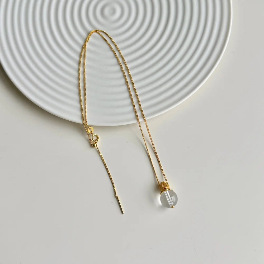 KAKODIY Unique Design 925 Sterling Silver 18K Gold Plated Chain 5A Zirconia Lotus Natural White Crystal Pendant Necklace detail 9