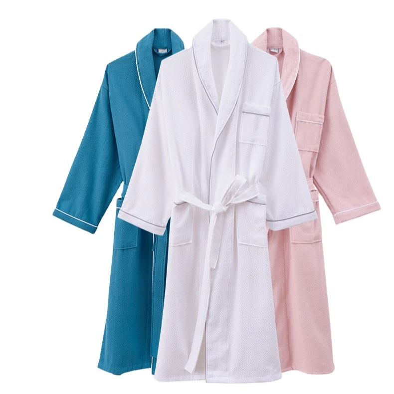 High quality Soft Sexy Bath Skirt Bathrobe  unisex long bathrobe cotton spa dress Custom waffle White robes