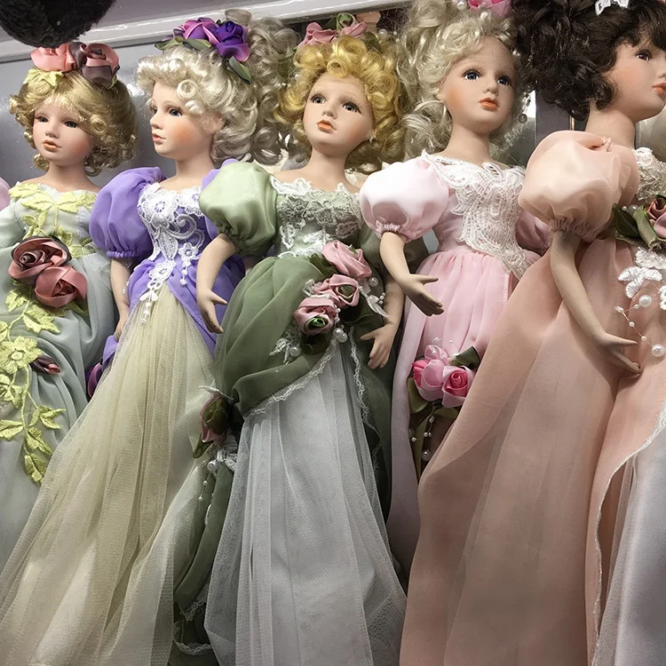 Mixed Design Beautiful Girl Porcelain Face Doll Antique Doll Cheap Elegant Porcelain Dolls Wholesale