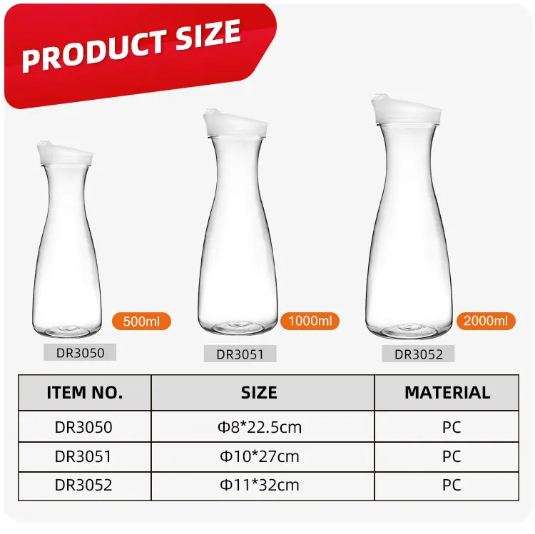 Wholesale Restaurant Drinks Serving Plastic Bottle Jug Juice Water Pitcher supplier