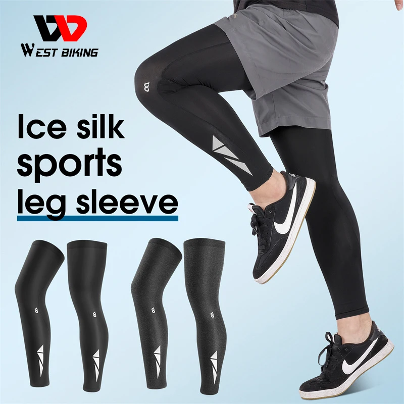 WEST BIKING Ics Sports Compression Leg Sleeves Summer UV Protection Leg Warmers Men Women Cycling Running Basketball Leg Sleeve