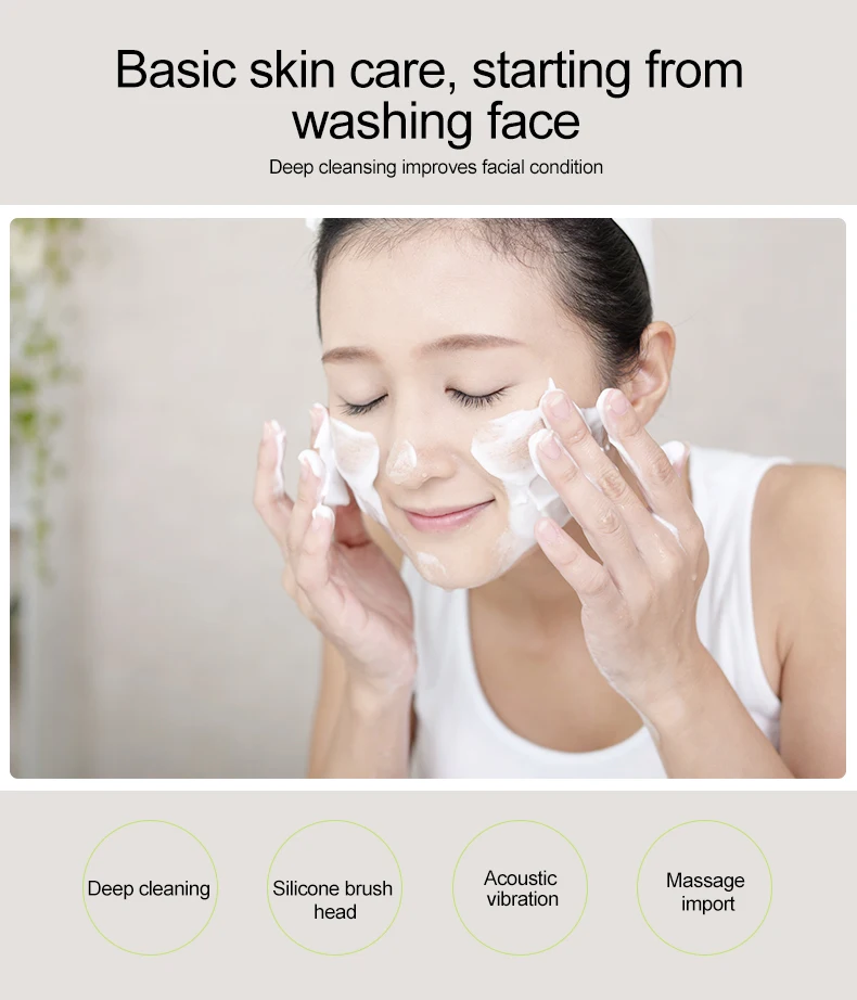 Electric Silicon Facial Cleansing Brush Instrument Rechargeable Battery