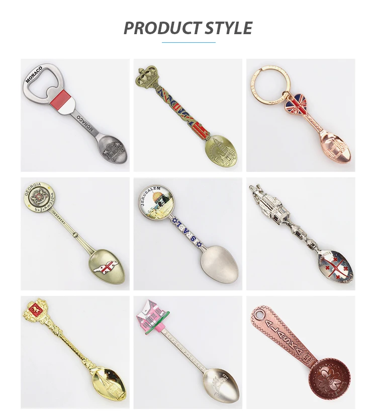 Custom Logo Epoxy Sticker Photo Frame Shaped Metal Souvenir Spoon