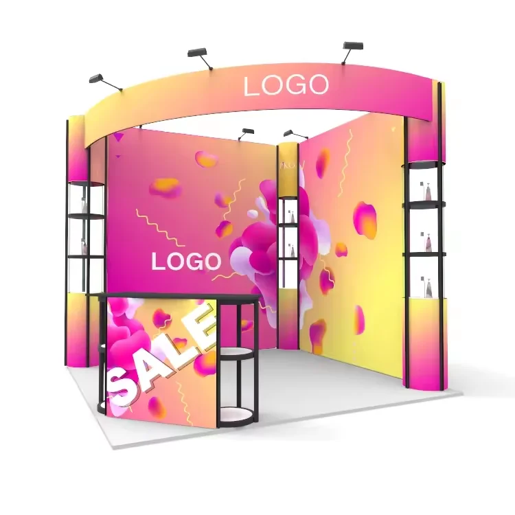 Tian Lang Trade Show Exhibit Spiral Tower Booth With Fabric Printing Aluminum Booth Stand For Cosmetic