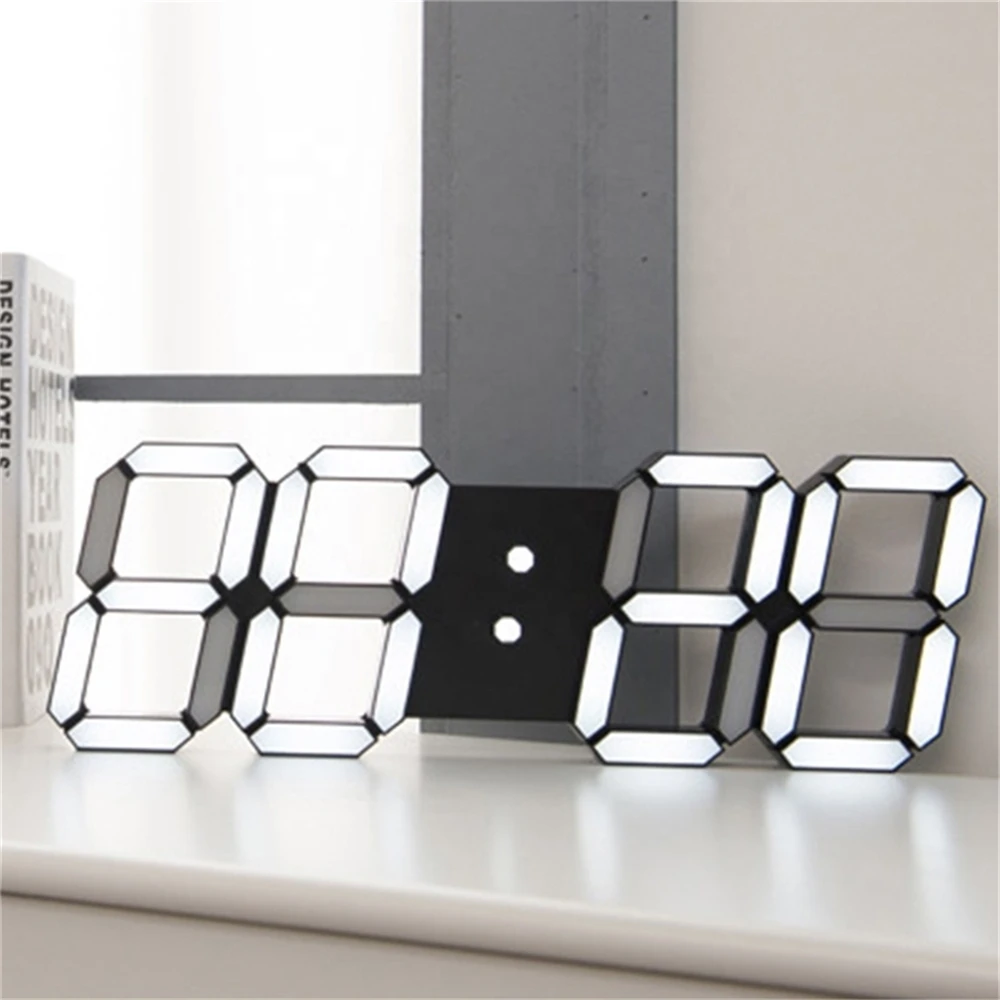 LED 3D Digital Wall Clock with Remote Control Large Modern Nightlight Alarm Wall Watch for Home Living Room Saat Reloj De Pared