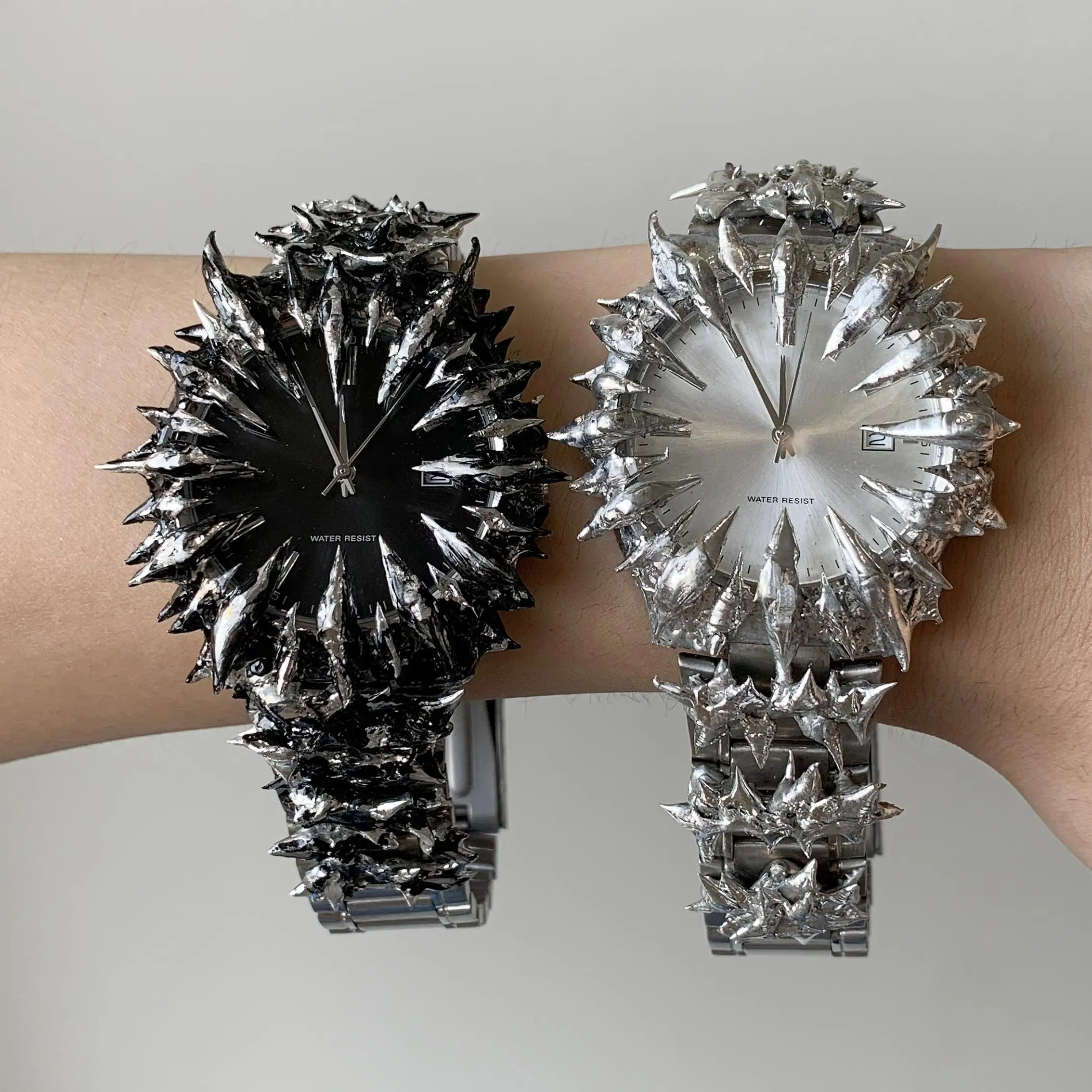 Custom Designed Alabaster Overspiked Steel Case Watch with Unique 