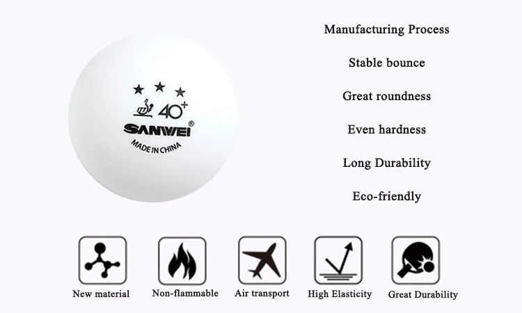 Горячая Распродажа мяч для настольного тенниса Sanwei ITTF D40 с 3 звездами + бесшовный