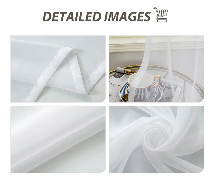 Элегантные прозрачные шторы из 100% полиэстера в европейском стиле со склада в США, мягкие белые тюлевые оконные шторы