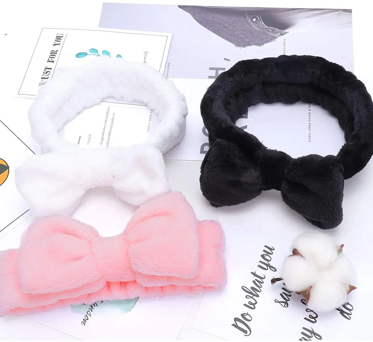 For Facial Cosmetic Shower Yoga Sports Coral Fleece Elastic Bowknot Hair Bands Makeup Headband Washing Face Hair Wrap