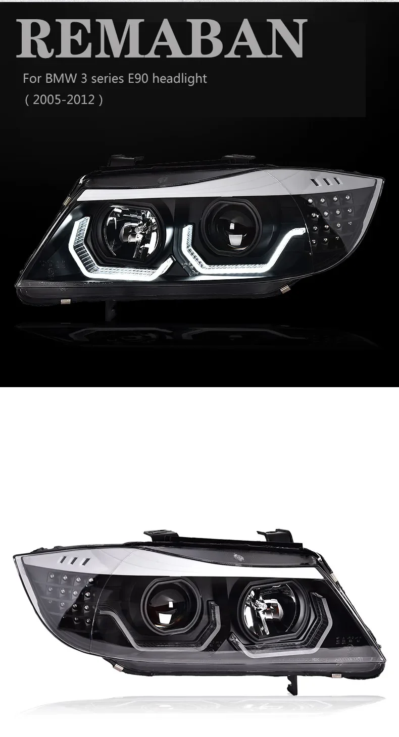 Sjc For Bmw E90 Headlight Projector Lens 20052012 Angel Eyes Upgrade