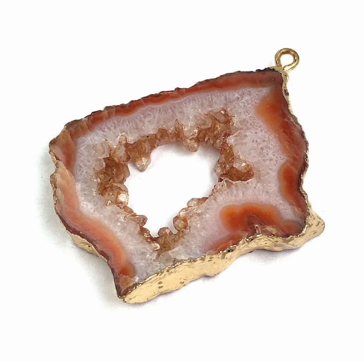 Natural Charm Healing Energy Irregular Raw Agates Druzy Stones Aura Agates Slice Pendants