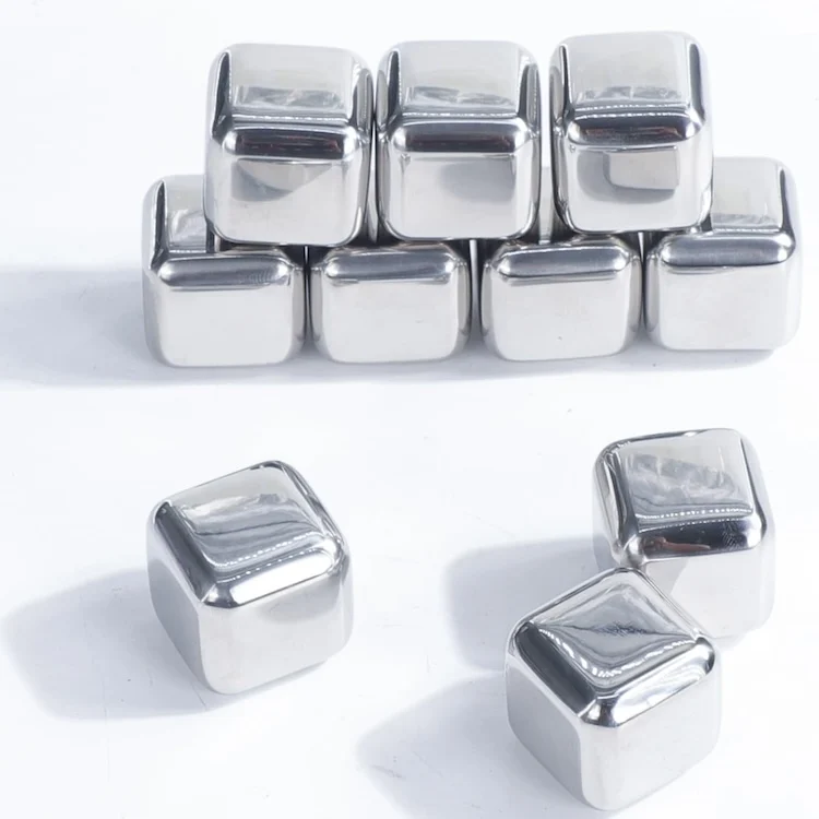Sales OEM 4/6/8/12 Pcs 304 Stainless Steel Ice Cube Whisky Chilling Stones Reusable Ice Cube Metal Wine Beer Cooler OEM with Custom Logo