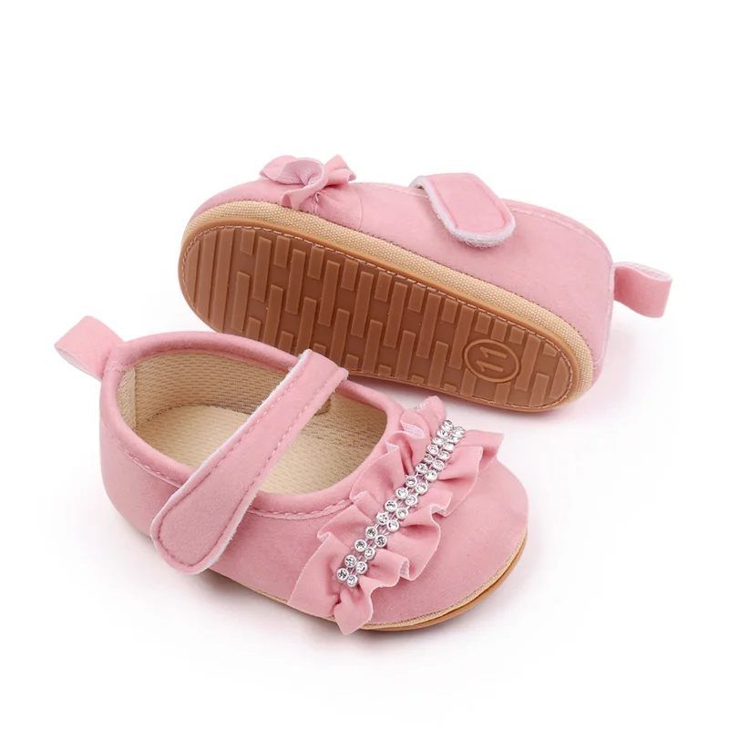 Rhinestone Design Soft TPR Outsole Prewalker Baby Girl Shoes Baby Walking Shoes for Girls factory