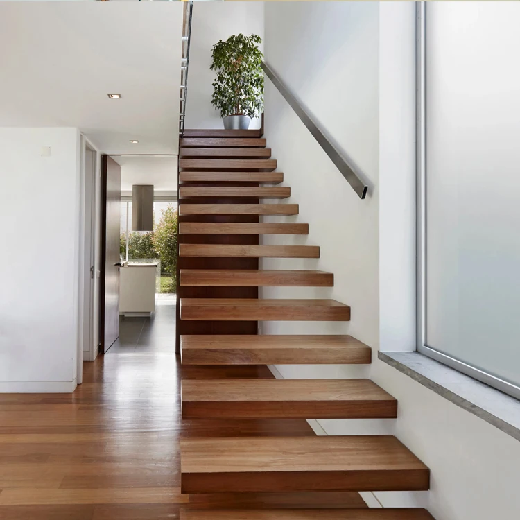 SZG Custom Modern Wooden Staircase - Floating Straight Stairs