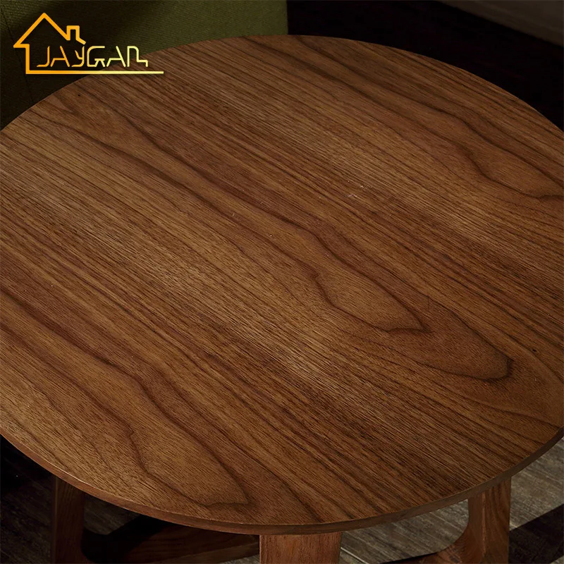 Nordic Design Walnut Circular Wood End Table Small Round Lamp Table Living Room L Shaped Sofa Side Table