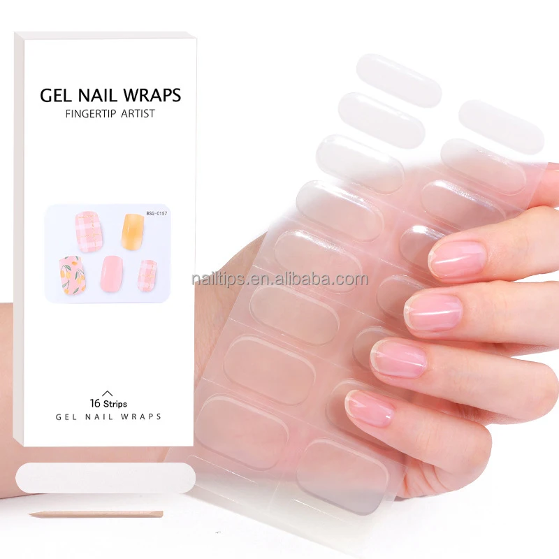 Hot Sell Semi Cured Gel Nail Stickers New Arrival Styles Nail Gel Wraps ...