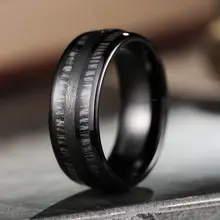 Factory OEM Tungsten Ring Wood Black Charcoal Inlay Wooden Matt Surface Tungsten Carbide Rings
