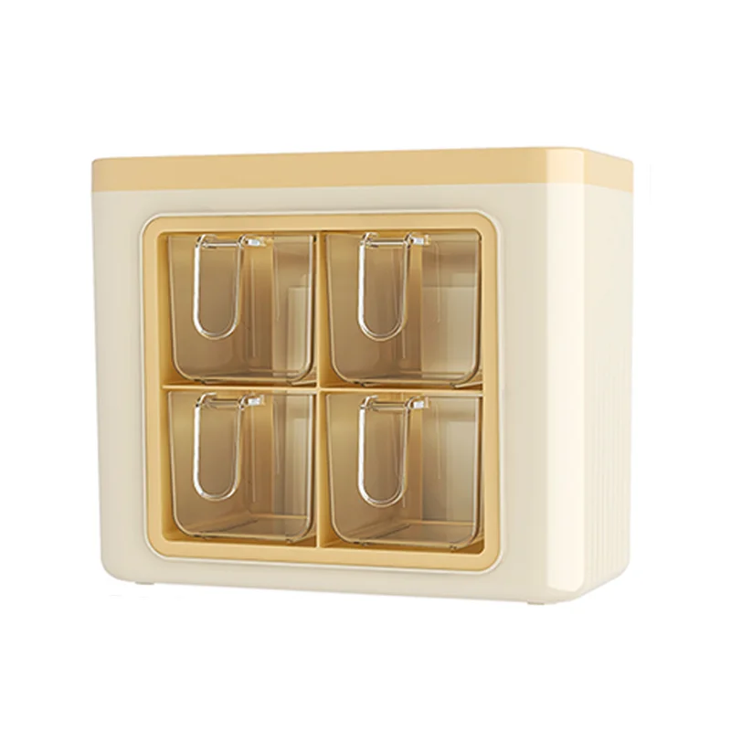 Hot ProductNo Need to Punch Wall-mounted 4 Compartments Spice Rack Storage Box Kitchen Supplies