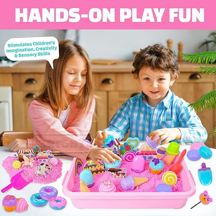 Seaside Children's Summer DIY for Kinetic Soft Clay Sand Toys Set Playdough & Slime for Kids