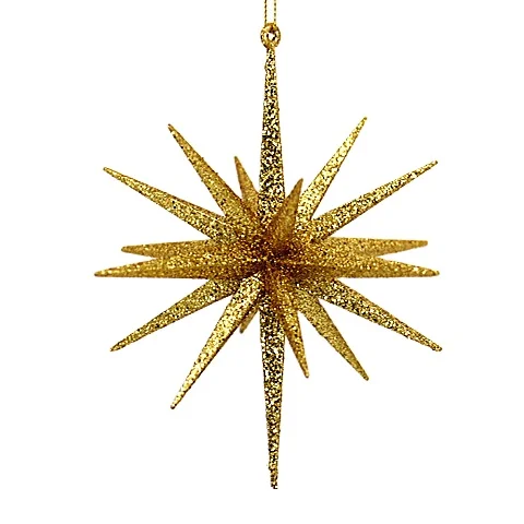 Custom Plastic 3D Glitter Gold Star Ornament for Christmas Tree Hanging ...