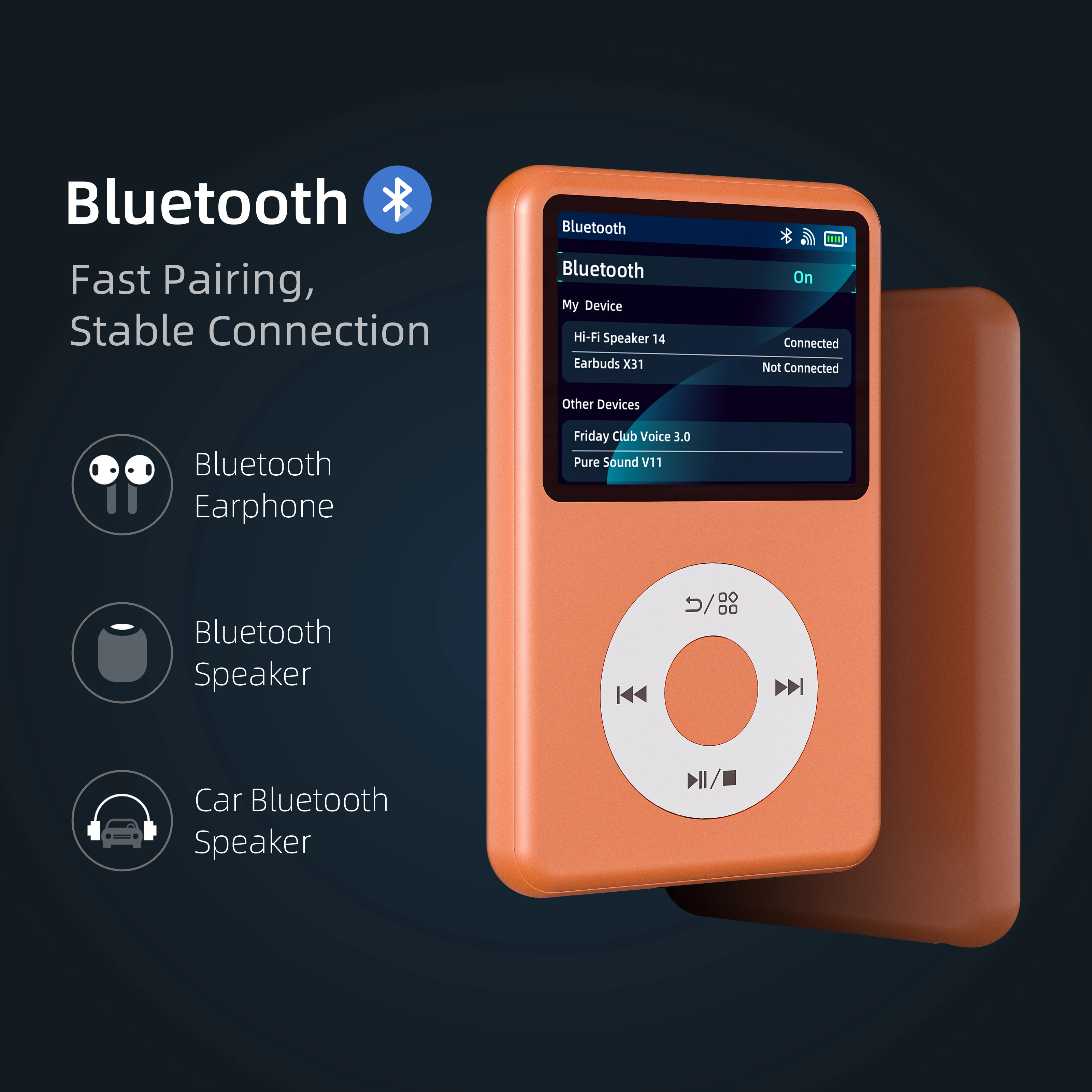 Innioasis Y1 128G Bluetooth MP3 Player - Portable Mini Device with