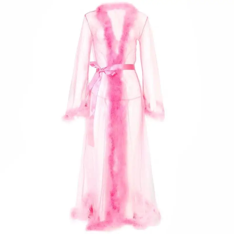Nouveauté longue chaude femmes Femme fourrure pure Robe maille garniture Sexy Lingerie_voghion.com